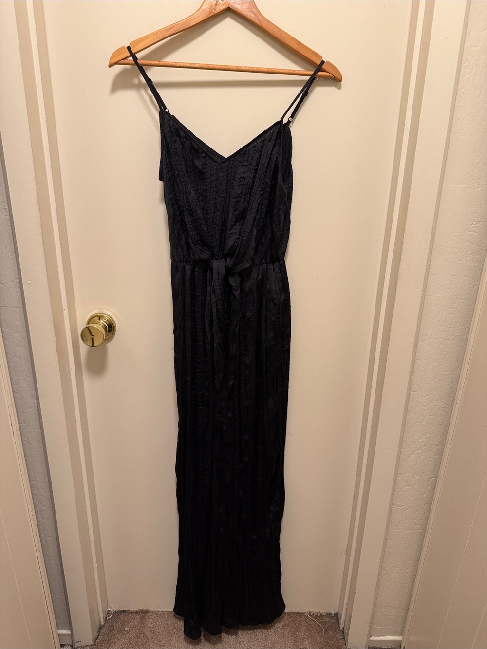 Express Black Spaghetti-Strap Jumpsuit with pockets.